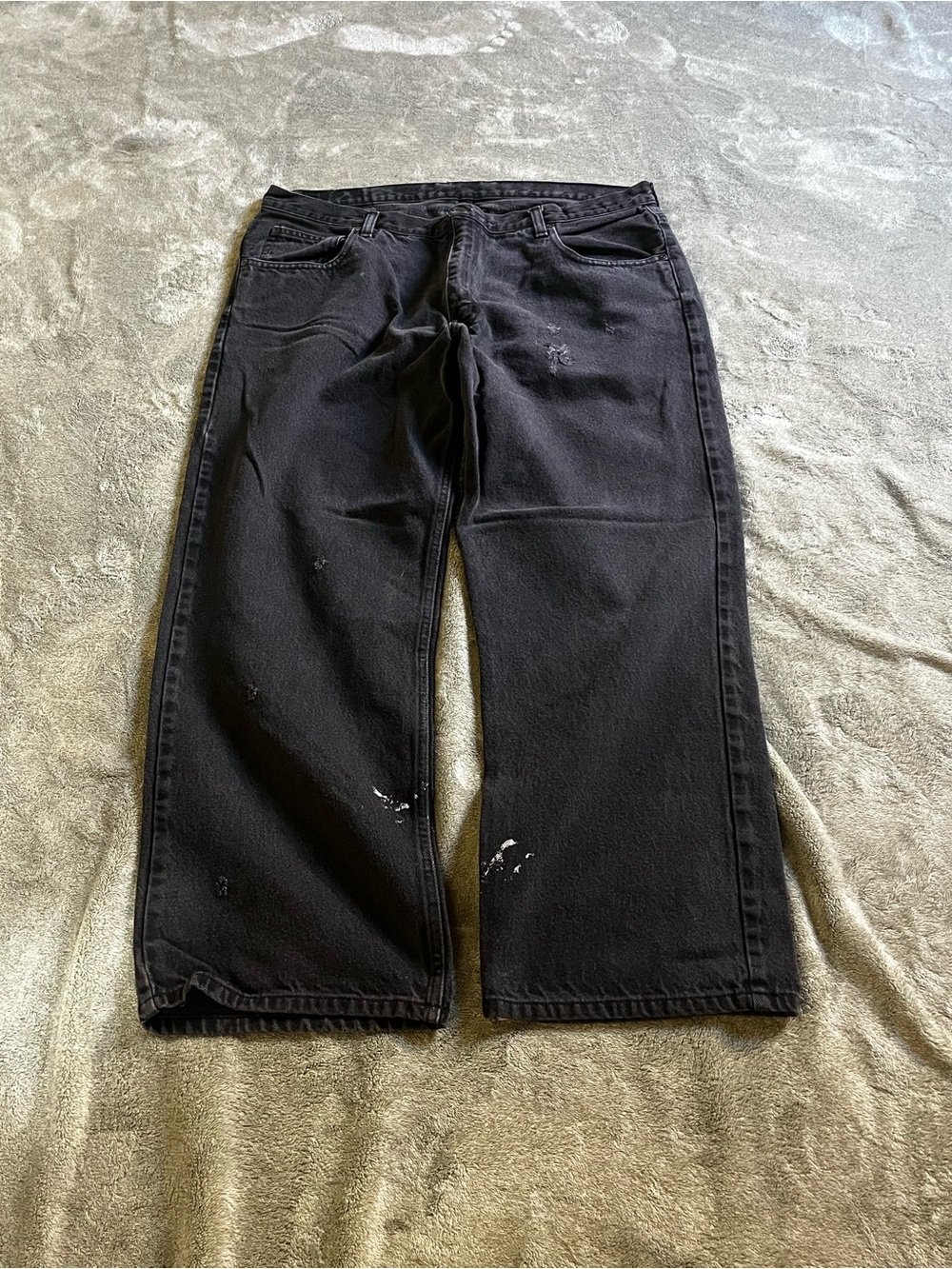 Men's Black Relaxed Baggy Jeans - Casual Straight Leg